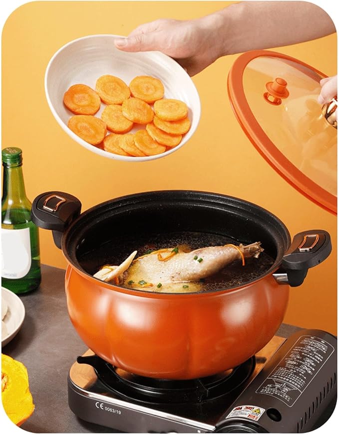 Micro Pressure Cooker, Plumpy Non stick Micro Pressure Pot, 3L Large Capacity Universal Multifunctional Micro Pressure Soup Pot with Glass Lid, Cooking Pot for Gas Stove (28cm)