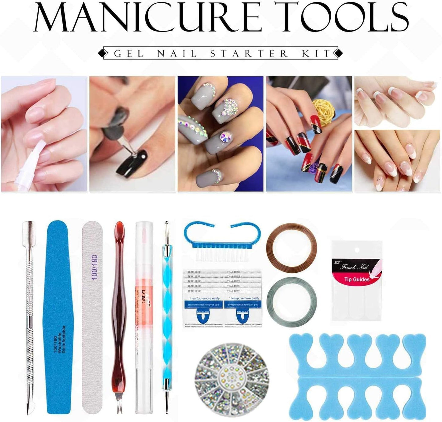 Gel Nail Polish Starter Kit - 6 Colors Gel Polish Set Base Top Coat, 36W UV LED Nail Lamp with Full DIY Gel Manicure Nail Tools by Vishine 8ml #12