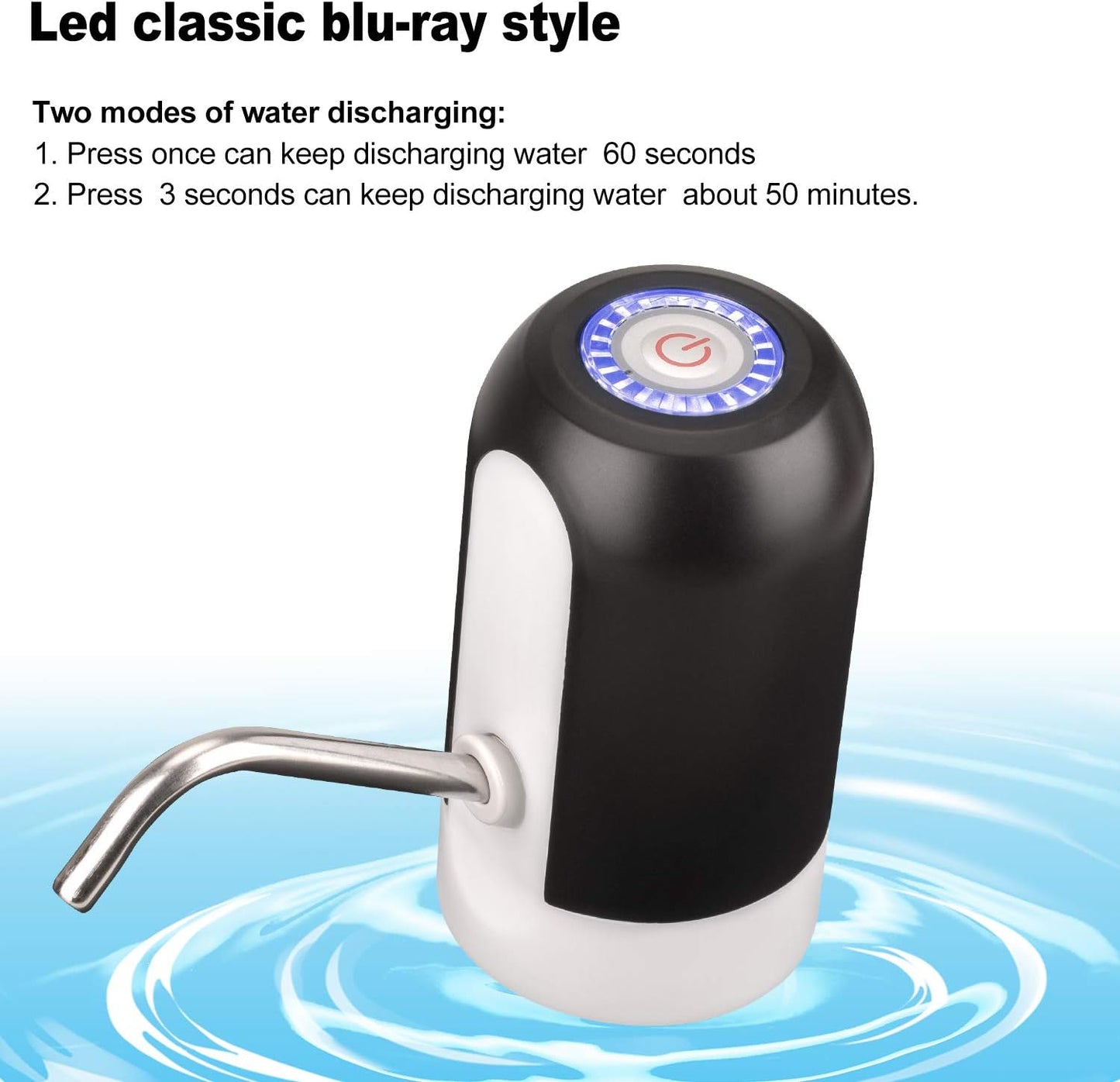 5 Gallon Rechargeable Water Dispenser - One Button Pump with Replaceable Suction & Outlet Pipe