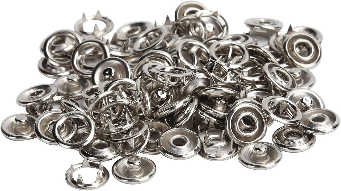 50 Sets Metal Snaps Buttons, Stainless Steel Pliers Press Set, Prong Snap Button Fasteners Kit, Sewing Handcraft Tool for Clothing Leather Crafting Sewing