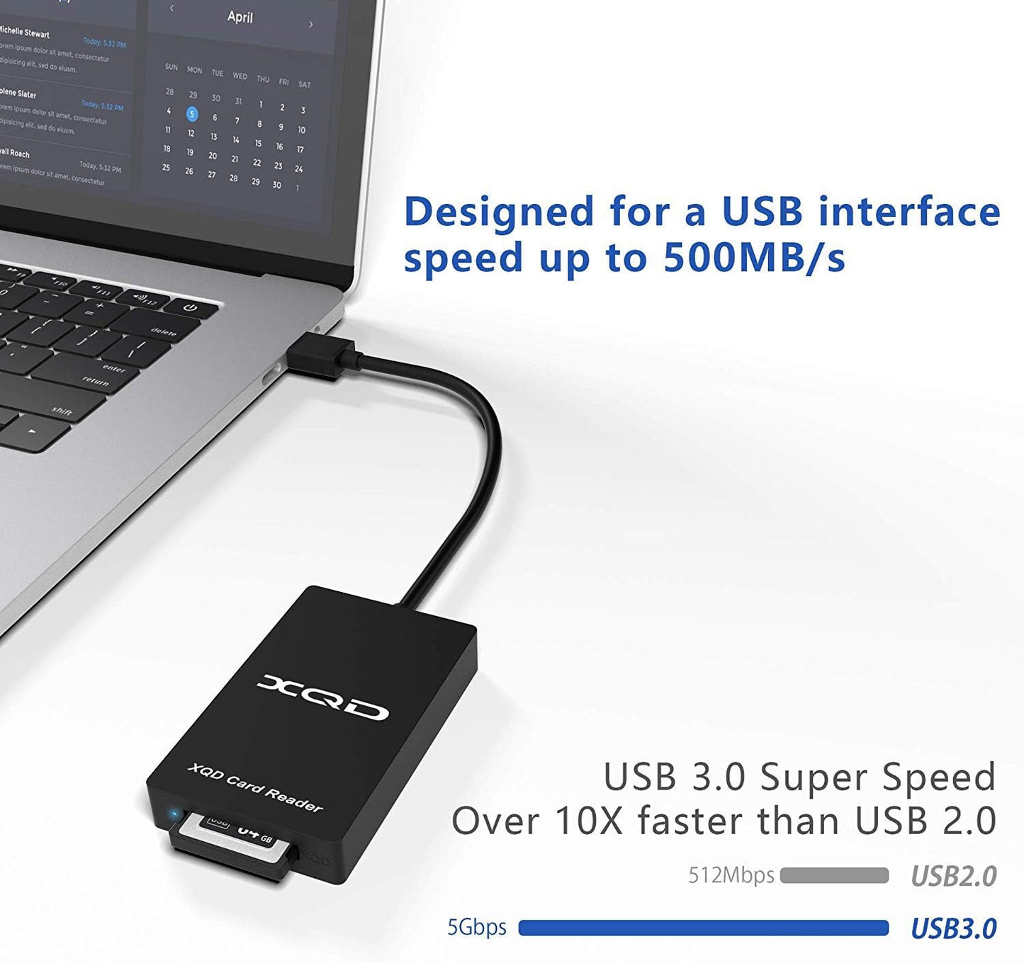 قارئ بطاقات USB 3.0 XQD، قارئ بطاقات ذاكرة XQD، متوافق مع بطاقات Sony G/M Series USB Mark XQD، وبطاقات Lexar 2933x/1400x USB Mark XQD