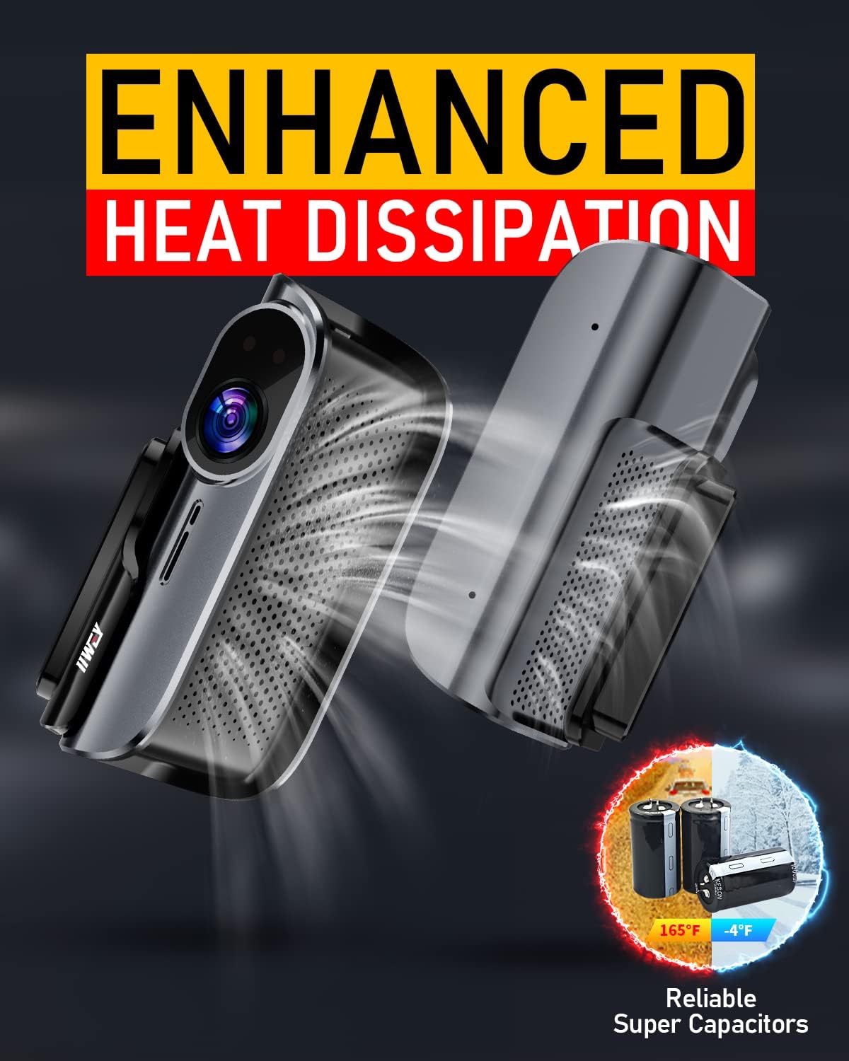 IIWEY EY02 4K Dash Cam Front and Rear Built-in 5GHz WiFi, Dual Dash Cam Front 4K Rear 1080P Car Camera, Free 64GB SD Card, Super Night Vision, App Control, Supercapacitor, Parking Mode, USB C Port