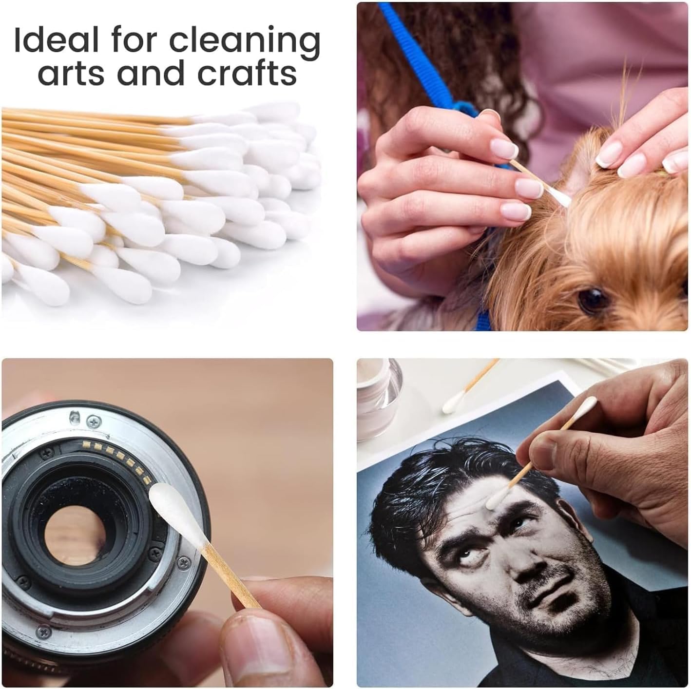 Bamboo Cotton Buds 500 Pcs Double Tipped Cotton Swabs - Biodegradable Eco-Friendly Strong Wooden Sticks Round Tips Ear Buds - Qtips Wooden Cotton Buds for Baby Care, Makeup, Ear Cleaning