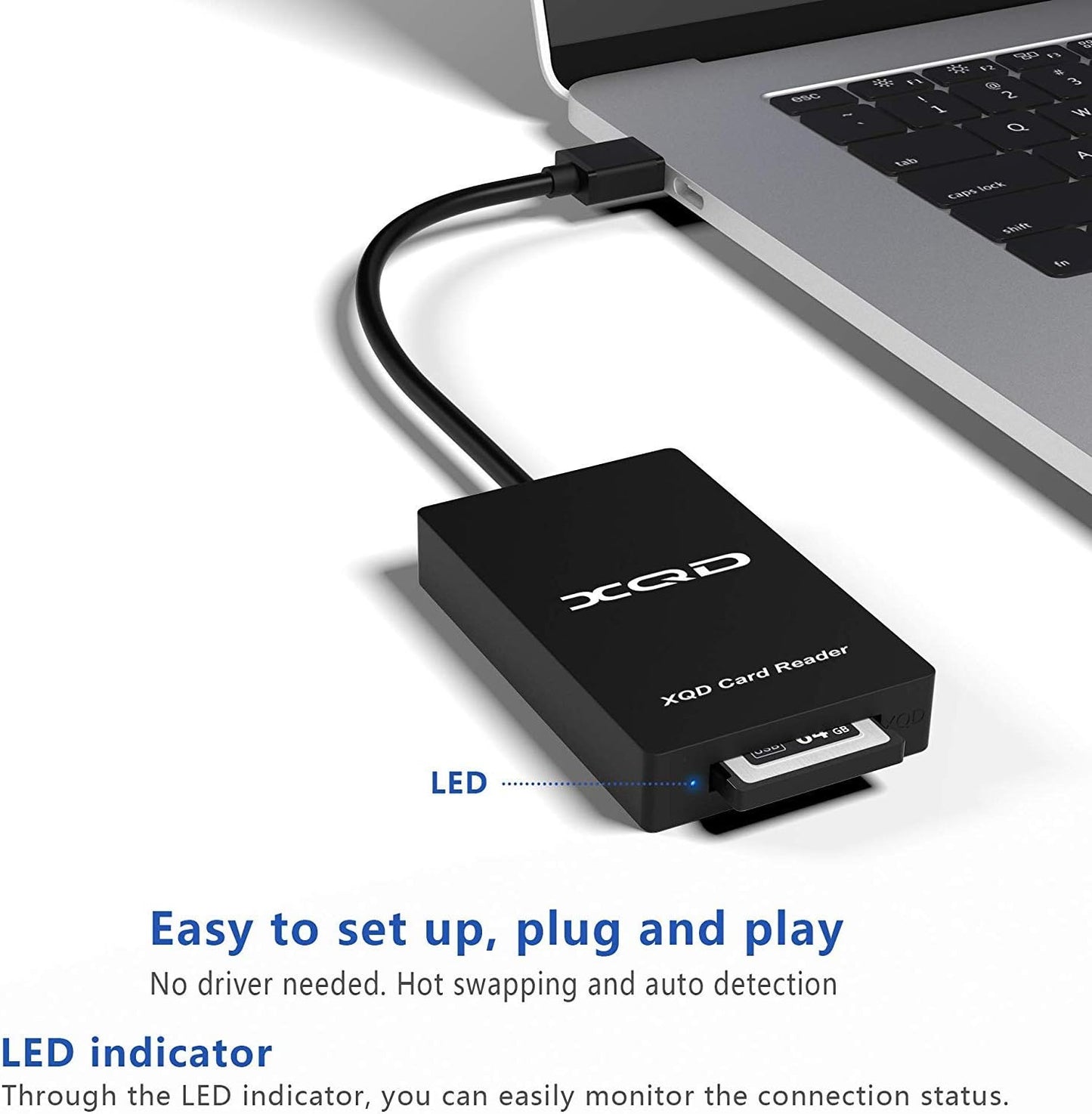 قارئ بطاقات USB 3.0 XQD، قارئ بطاقات ذاكرة XQD، متوافق مع بطاقات Sony G/M Series USB Mark XQD، وبطاقات Lexar 2933x/1400x USB Mark XQD