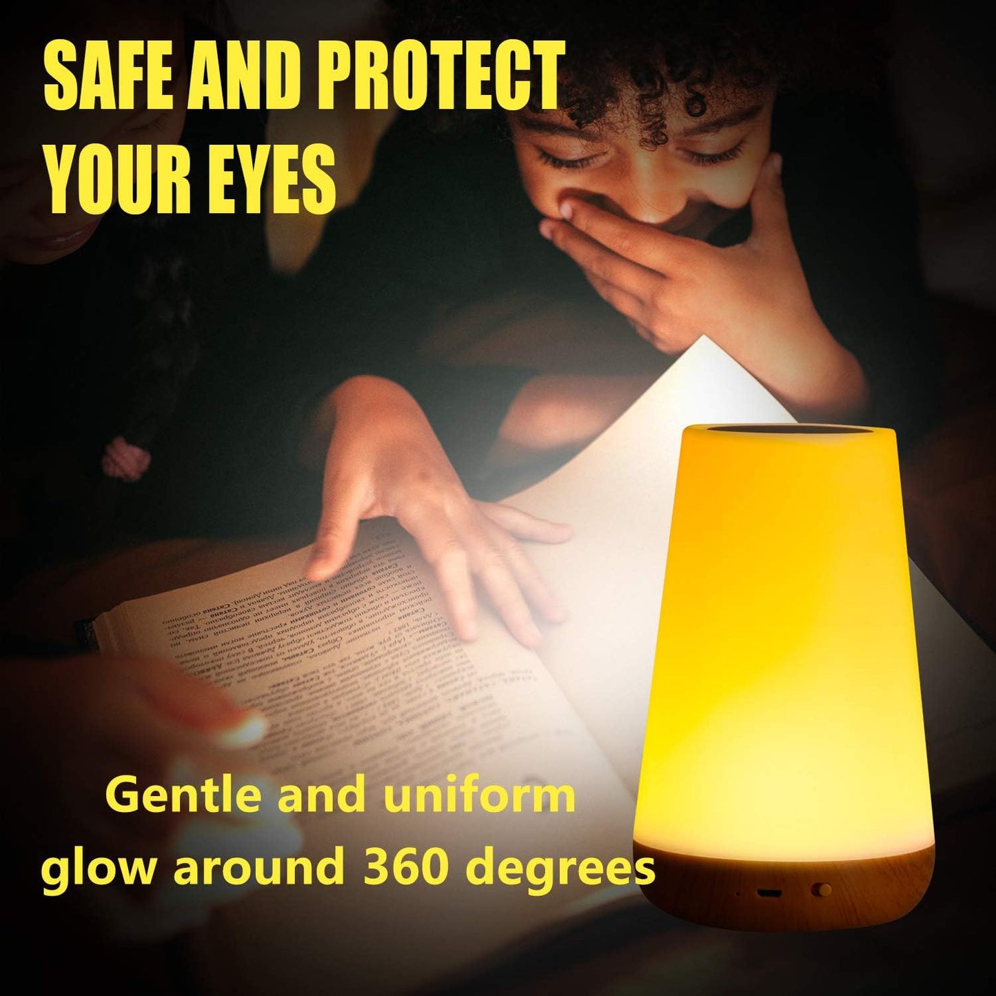 LED Bedside Lamp, Children's Night Light, Mood Light, Touch, Dimmable, RGB 13 Colour Changing, Portable Atmosphere Table Lamp with Remote Control & USB Charging Function for Baby Bedroom, Room,
