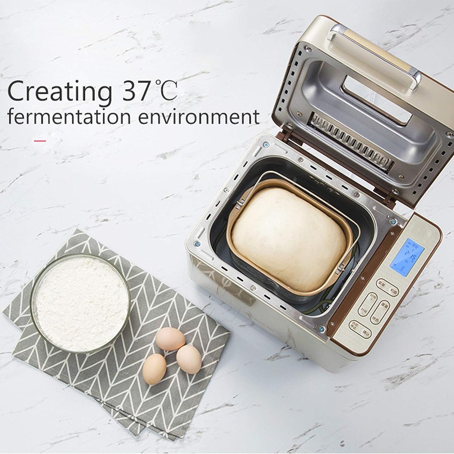 Home DIY Bread Machine, Automatic Digital Bread Maker with Gluten Free & Sourdough Settings, 3 Loaf Sizes & 3 Colours, 1H Heating Function, 13 Hour Delay Timer, with Fruit Nut Dispenser