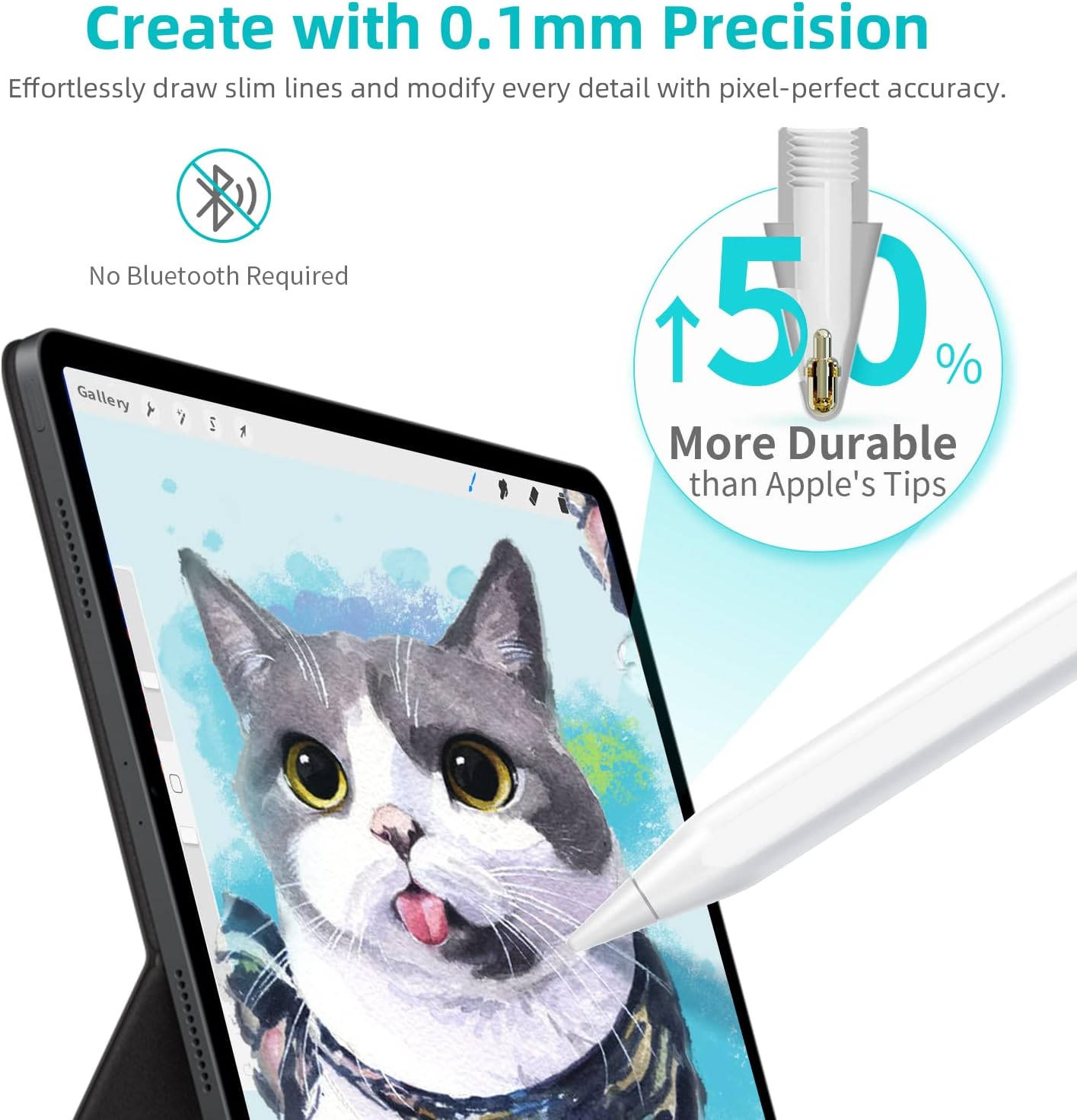 Metapen iPad Pencil A8 for Apple iPad 10th/9th, Backup for Apple Pen Pencil 2nd 1st Generation, Stylus Pen for iPad Air 5/4/3, iPad Pro 12.9" /11" 丨2X Faster Charge & 2 Spare Tips, Palm Rejection