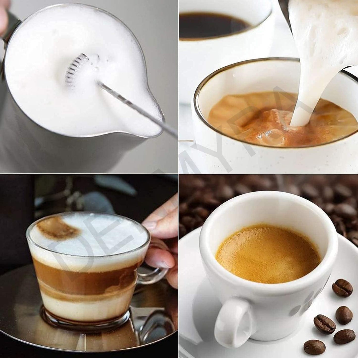 Rechargeable Coffee Beater Foam Maker with Double Whisk, Upgraded 3 Speeds Frother Handheld for Milk Coffee, Latte, Matcha Type-c , Black