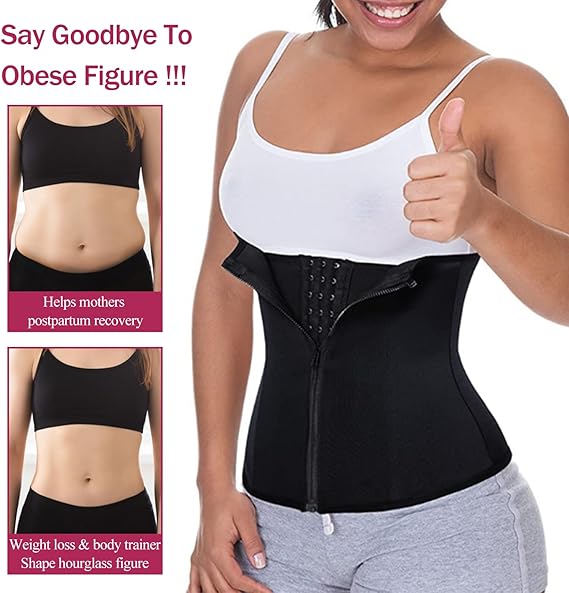 Slimming Tummy Shaper, Women's Slimming Tummy Shaper, Women's Slimming Corset, Body Shaper for Stomach, Waist Trainer, Waist Trainer, Size M, Black, M