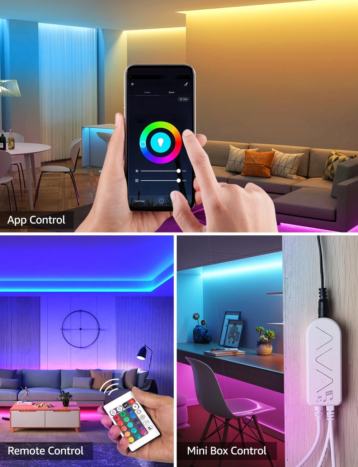 Lepro Smart RGB LED Strip Light 5M,10M 150/300 LEDs, Work with Alexa and Google Assistant, Music Sync Mode, Smart Life App Control, Colour Changing LED Lights with Remote for Bedroom Party