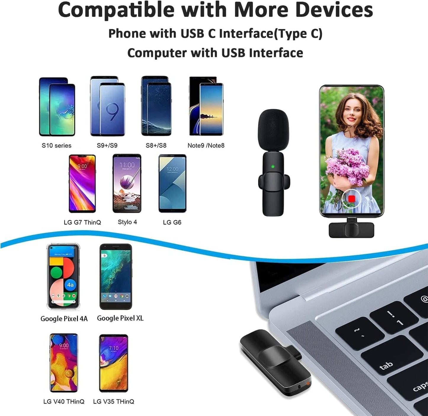 Like A New K8 Wireless Microphone, Digital Mini Portable Recording Clip Mic with Receiver for All Type-C Lightning Mobile Phones Camera Laptop for Vlogging YouTube Online Class, Zoom Call