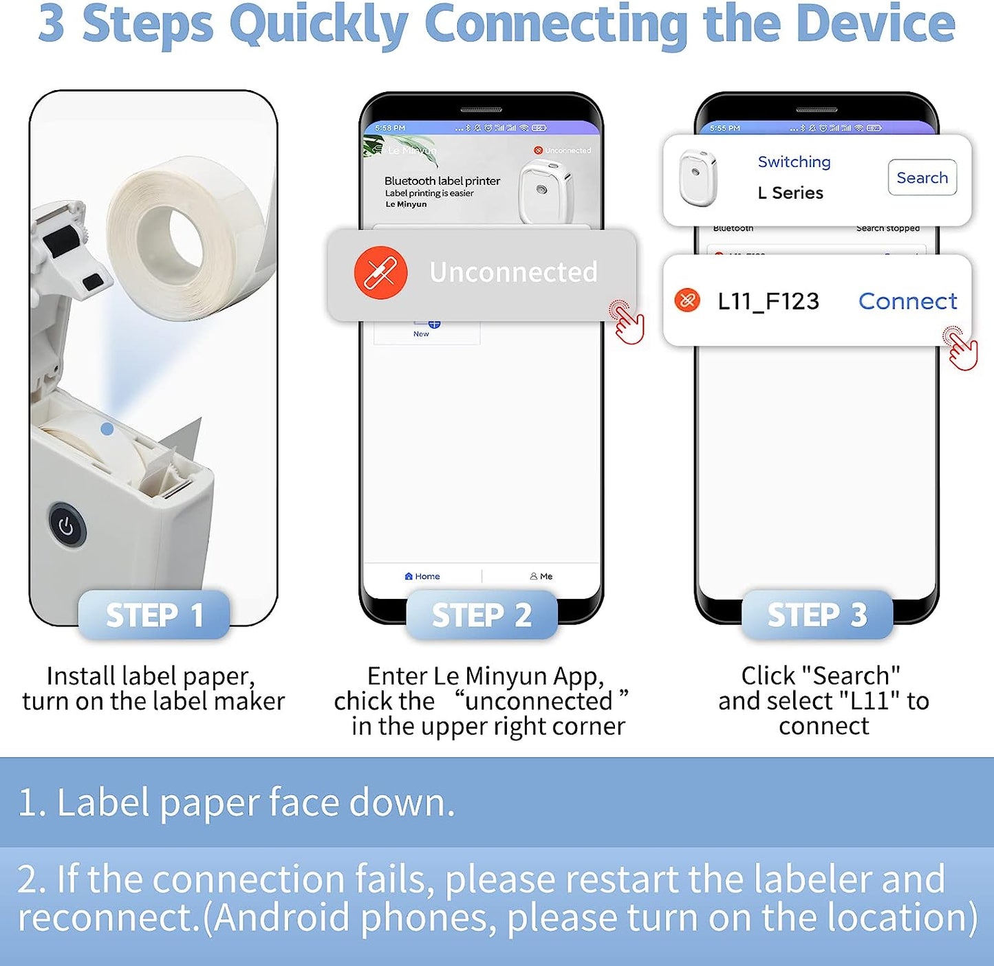 SKIO Label Maker Machine with Tape, L11 Portable Bluetooth Mini Label Printer for Labeling-no Ink Handheld Small Labeler Machine with Phone App, Fonts, Designs,Symbols,Barcode,for Organizing,Storage