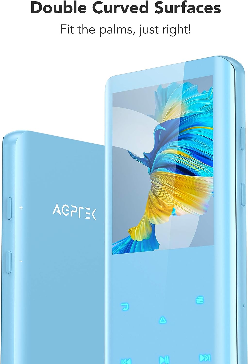 MP3 Player with Bluetooth 5.3, AGPTEK A19X 2.4" Curved Screen Portable Music Player with Speaker Lossless Sound with FM Radio, Voice Recorder, Built in 32GB, Supports up to 128GB