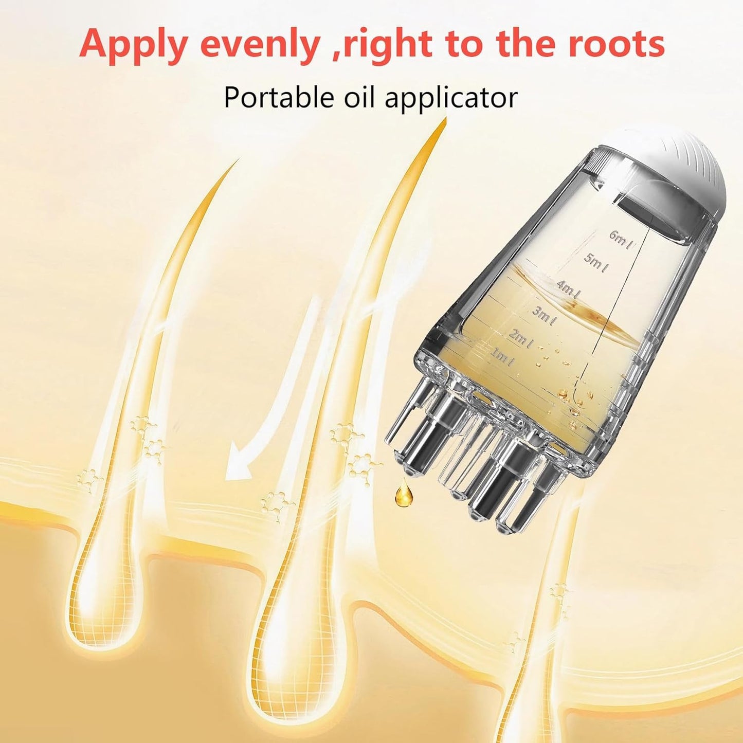 Hair Oil Applicator Bottle – 6ml Hair Root Oil Applicator Roller Ball Mini Portable Hair Oil Massage Comb for Scalp Hair Growth Suitable for Various Liquids (1Pcs)
