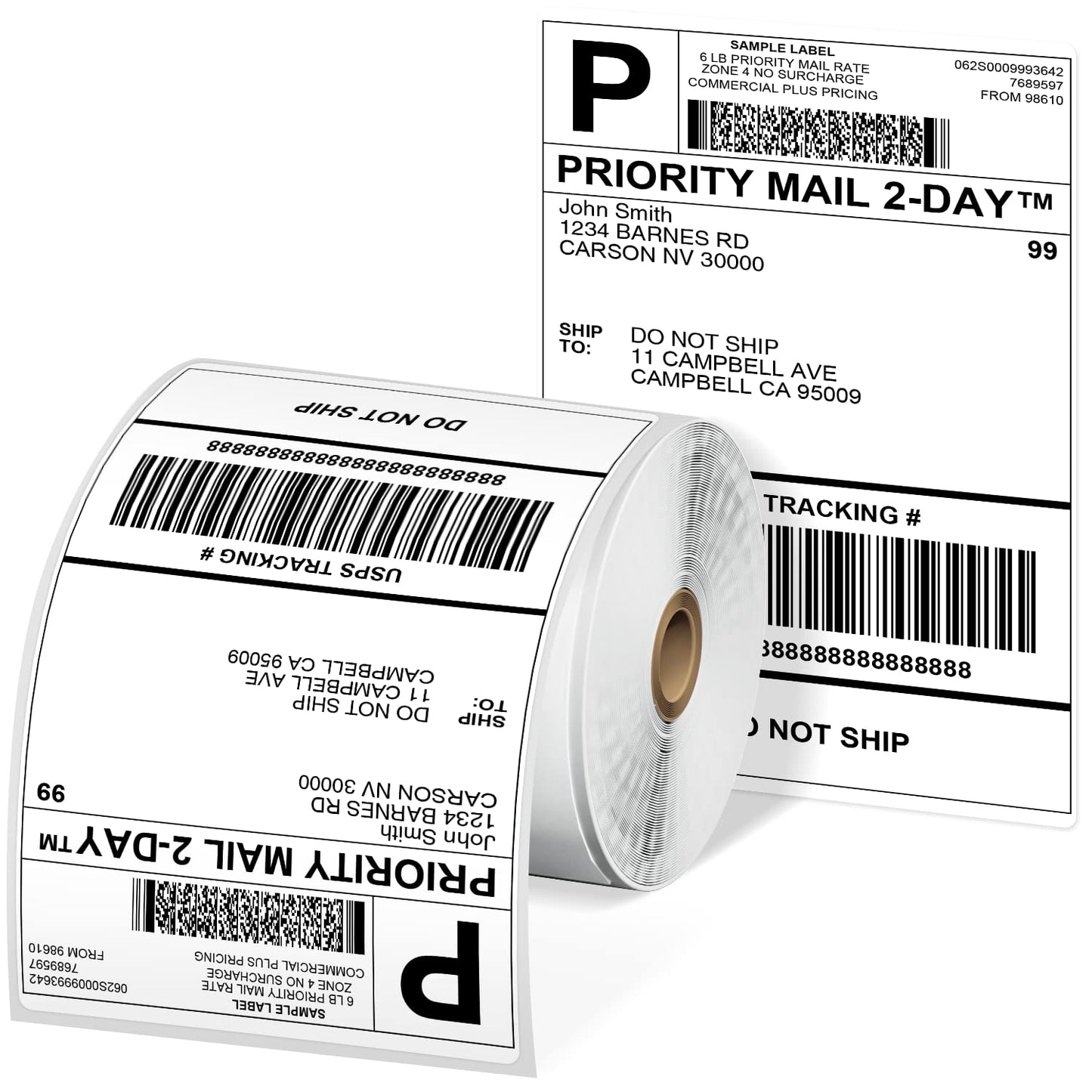 250pcs Thermal Shipping Address Labels - Direct Thermal Shipping Labels 4"x6" / 4"x5" / 4"x8" for Label Printer - Address Label Paper Compatible with MUNBYN, Rollo, and Other Thermal Printer, 1 Pack(250 Roll/Pack)