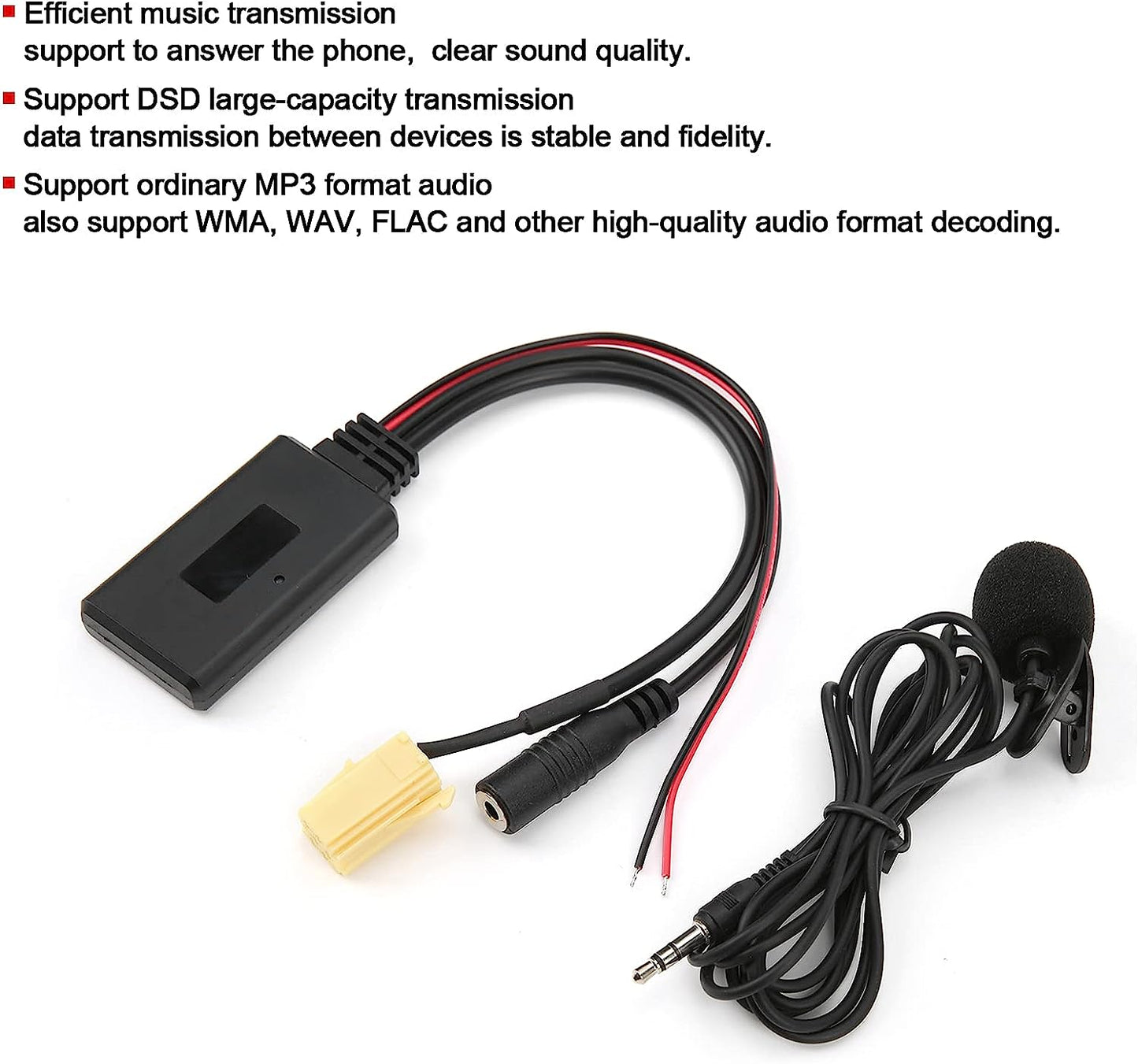 كابل Akozon Bluetooth AUX، محول كابل AUX للسيارة بتقنية Bluetooth 5.0 مع ميكروفون، محول AUX بتقنية Bluetooth بدون استخدام اليدين لسيارة فيات 500/جراند بونتو