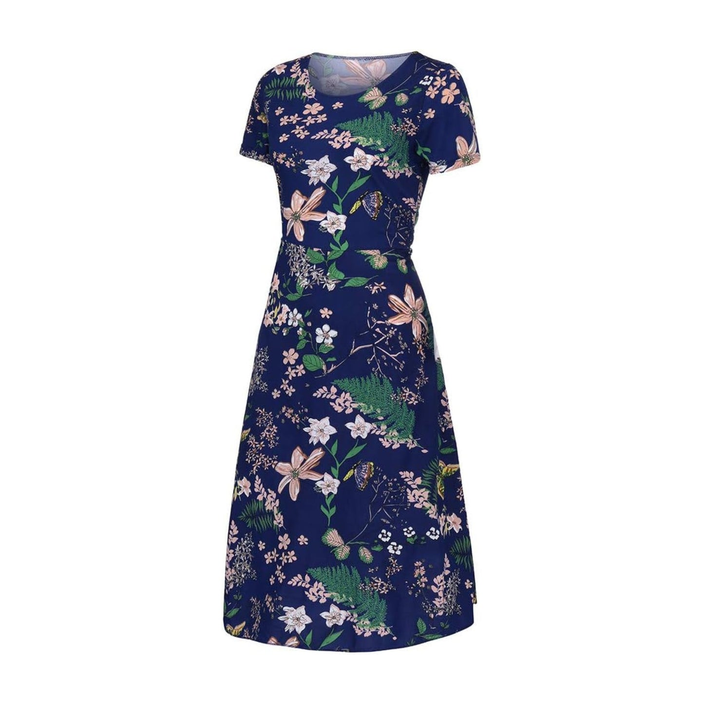 Cocktail Dresses for Women Plus Size Summer Fashion Dress Women Beach Sleeve Printing Mid-Calf Short Women's Dress Dress for Women New Year