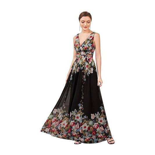 Ever-Pretty Women's V Neck Empire Waist A-Line Chiffon Long Evening Dress 09016