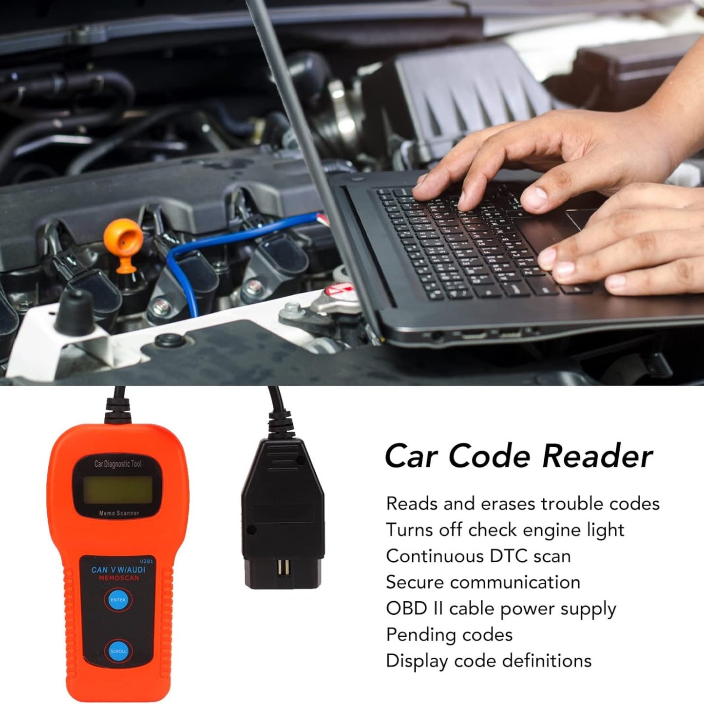 أفضل قارئ رموز السيارة، قارئ رموز OBD2 U281، مسح DTC، أداة فحص تشخيصية سريعة لإعادة الضبط، بديلة للسيارة