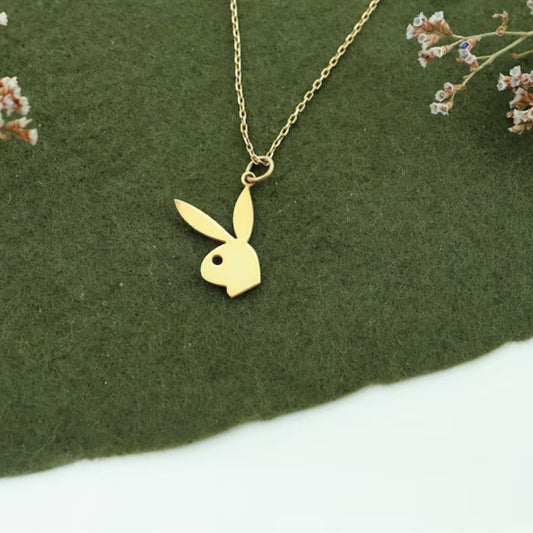 Playboy Necklace in 14K Solid Gold, Bold Pendant, Bunny jewelry, Playboy Jewelry,Gift for her, Playboy Buny Jewelry, Christmas Gifts