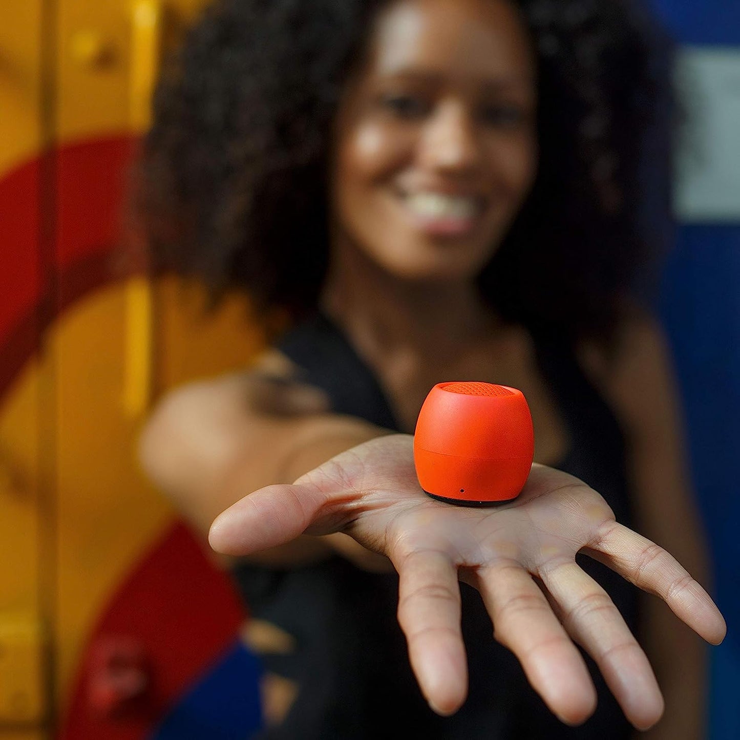 BoomPods Zero Bluetooth Speaker - Powerful Waterproof Mini Speakers with Dual Pairing Option & Wireless Mic with Big Sound (Orange)