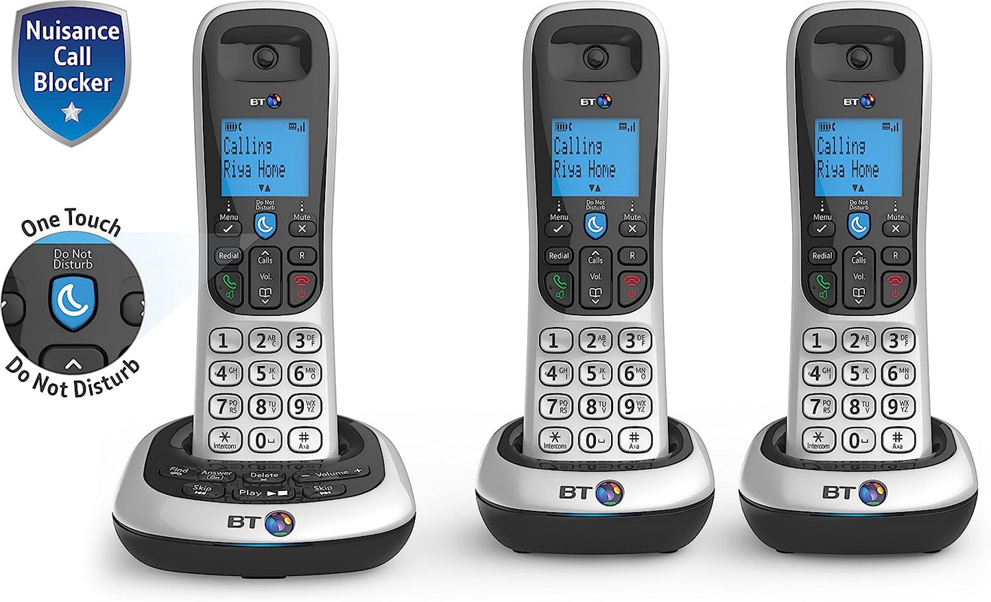 BT 2700 Nuisance Call Blocker Cordless Home Phone with Digital Answer Machine - Trio Handset Pack