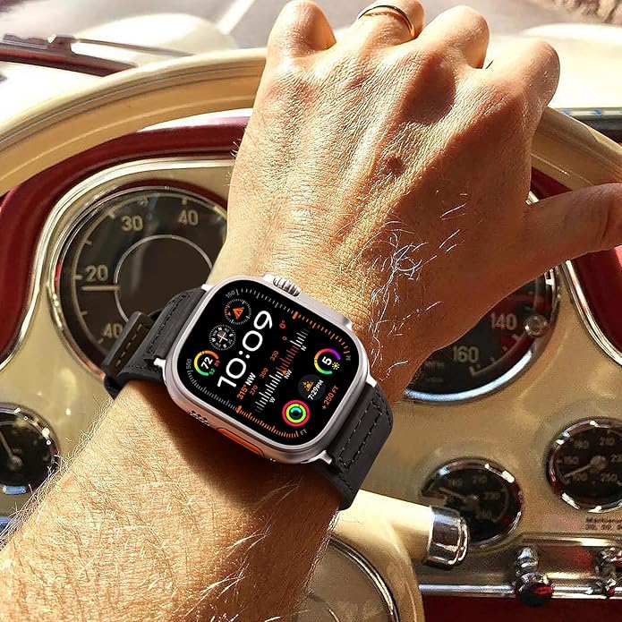 Maledan Apple Watch Strap Compatible with Apple Watch Ultra & Ultra 2 Band 49mm 45mm 46mm 44mm 42mm Men Women, Top Grain Soft Genuine Leather Strap Band for Apple Watch SE iWatch Series 10 9 8 7 6 5 4 3 2 1