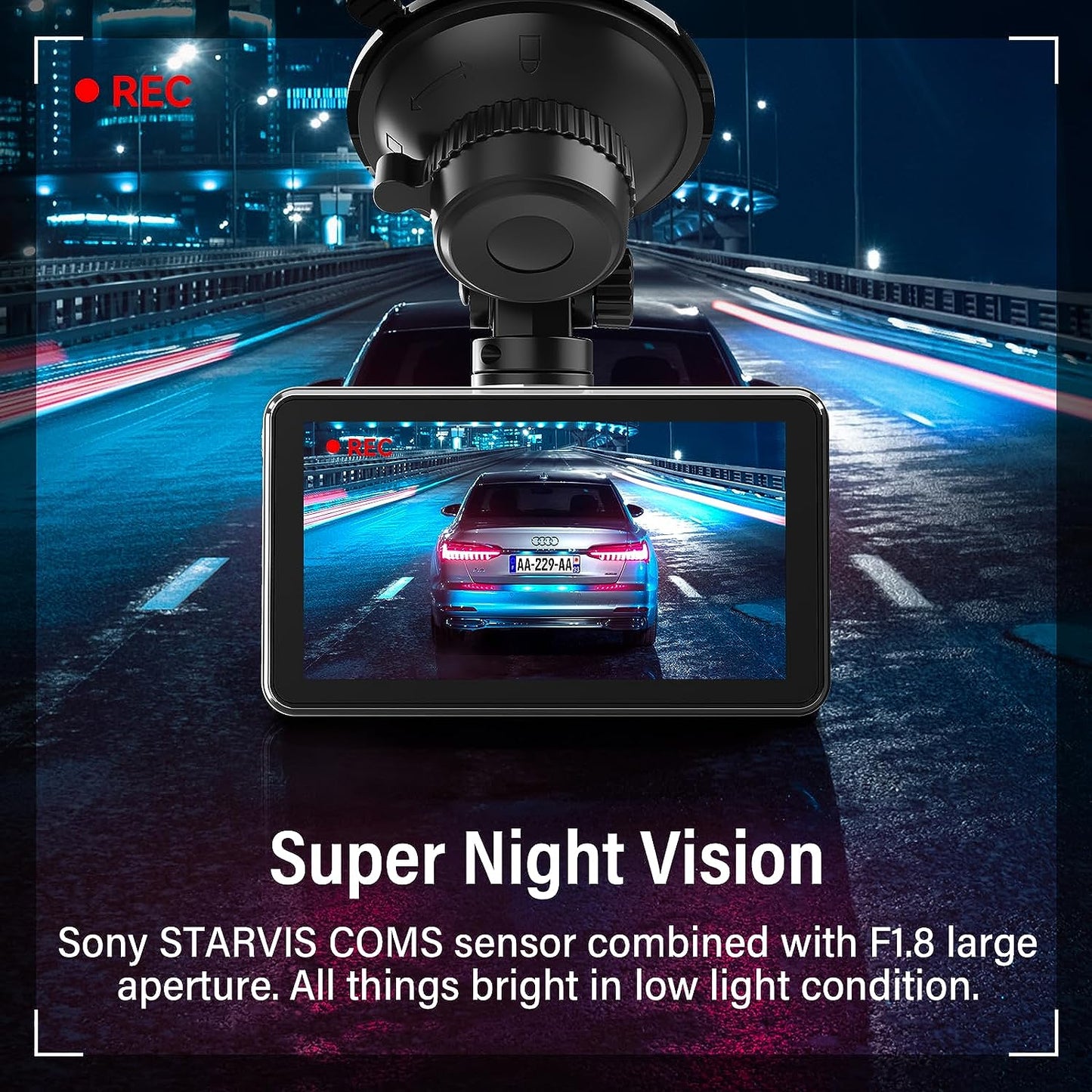 iiwey S1 4K Dash Cam Front Rear with WiFi GPS, Upgraded Front 4K Rear 1080P or Single Front 4K 2160p@30fps Car Camera, 3” Touchscreen Dashboard Camera, Sony Night Vision, Parking Monitor, App Control