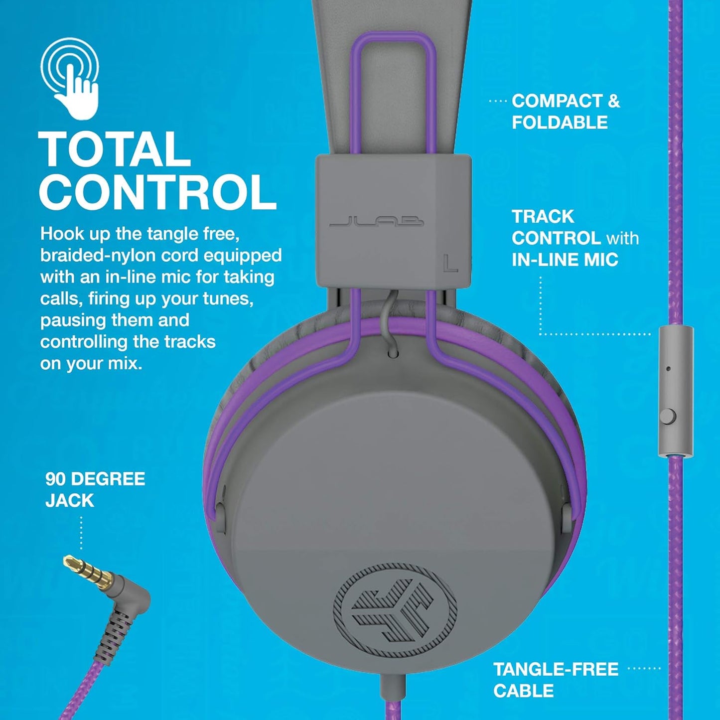 JLab JBuddies Studio On-Ear Kids Wired Headphones, Toddler Headphones, Kid Safe, Studio Volume Safe, Volume Limiter, Folding, Adjustable, Noise Isolation, with Mic