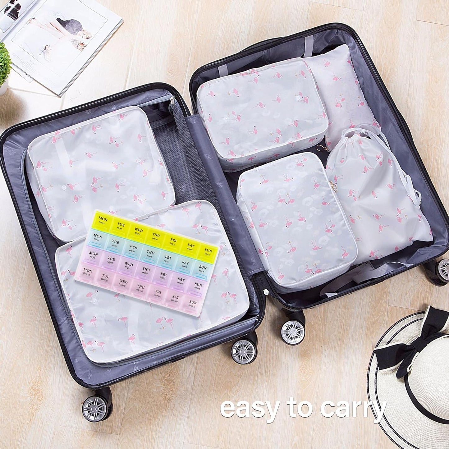 Large Weekly Pill Organizer 4 Times A Day, Medicine Cases,Moisture-Proof 7 Day Pill Box, Travel Pill Cases Portable for Pills Vitamin Fish Oil Supplements