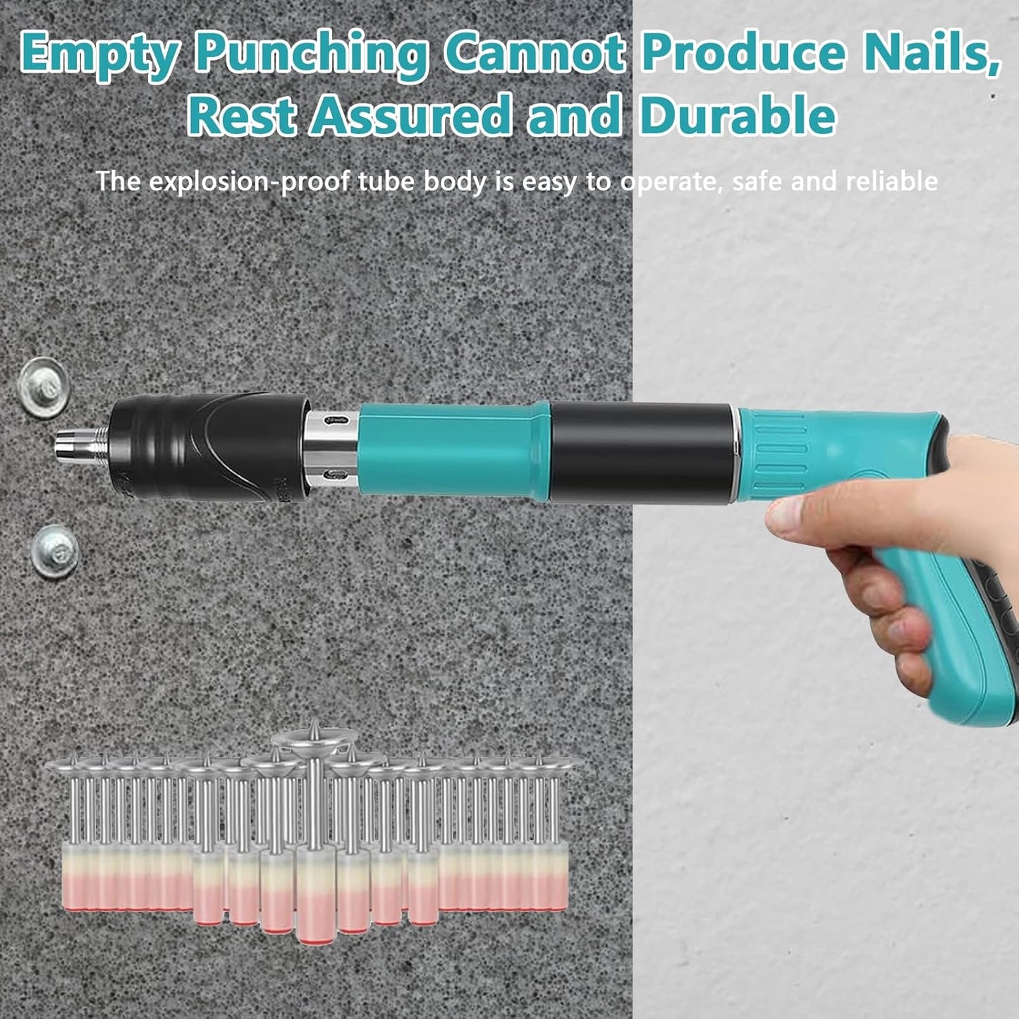 Manual Mini Steel Nail Gun, 5 Gears Adjustable Bolt Shooting Device, Wall Nail Guns with 20 Round Nails, Steel Nail Gun, Concrete Nail Gun for Ceiling Wall Anchor, Wire Slot Device, House Wall