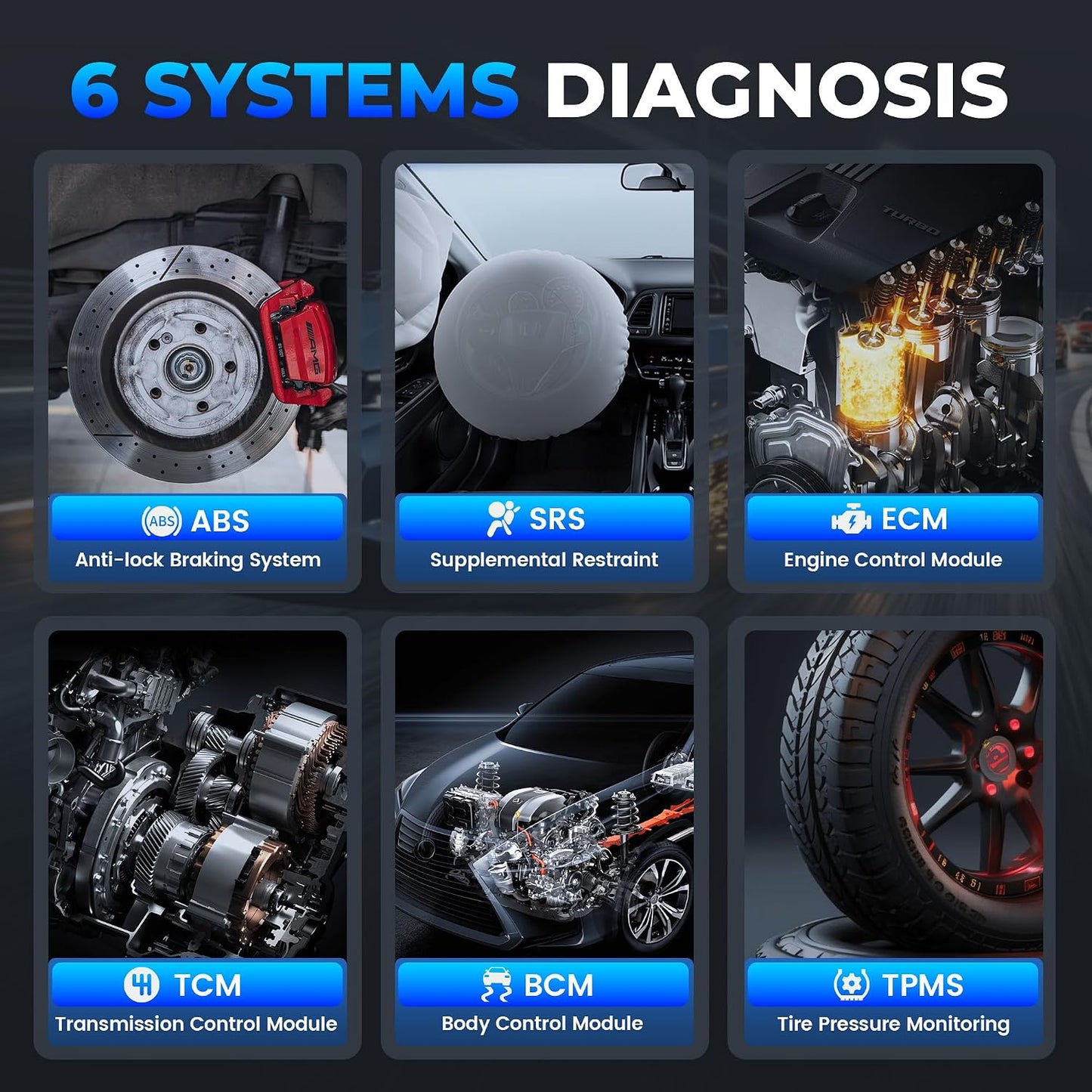 MUCAR CS6 OBD2 Scanner Diagnostic Tool, Engine Transmission BCM Car Scanner, ABS Code Reader, SRS TPMS Scan Tool, 7 Reset Service, Oil/EPB/SAS/TPMS/DPF/Throttle/ABS Bleed, Auto VIN, Free Update