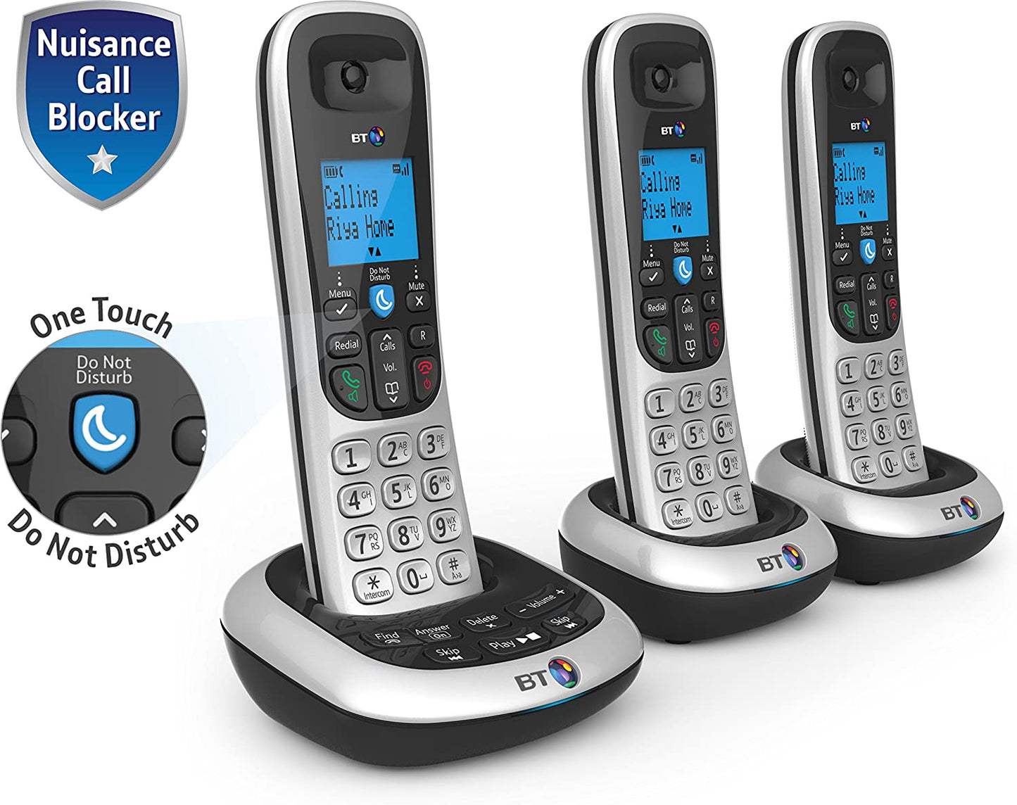 BT 2700 Nuisance Call Blocker Cordless Home Phone with Digital Answer Machine - Trio Handset Pack