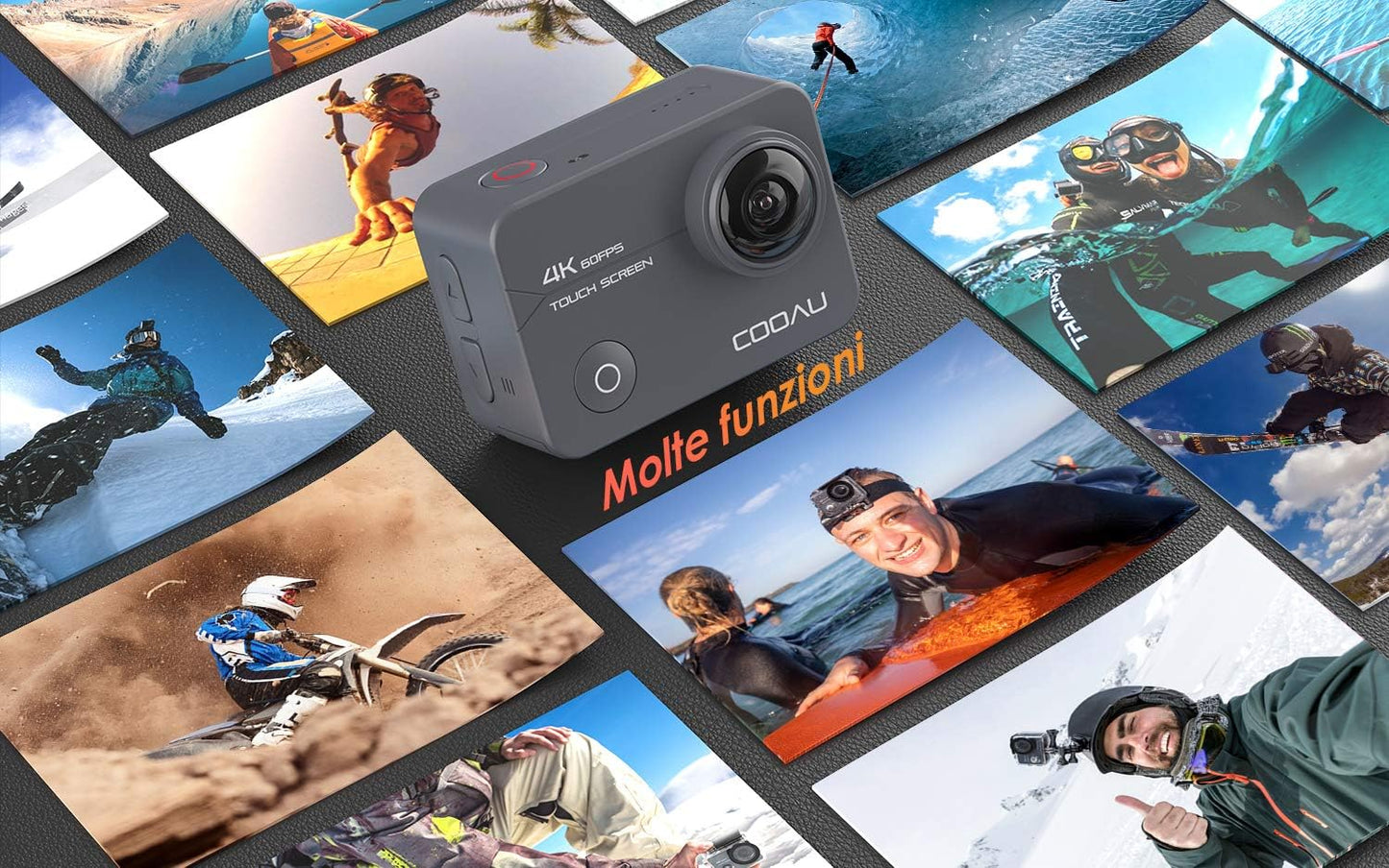 COOAU Native 4K 60fps 20MP Touch Screen Wi-Fi Action Sports Camera with 8XZoom EIS Anti-Shake 40M Waterproof Underwater Case 170° Adjustable Wide Angle External Microphone 2x1350mAh Batteries