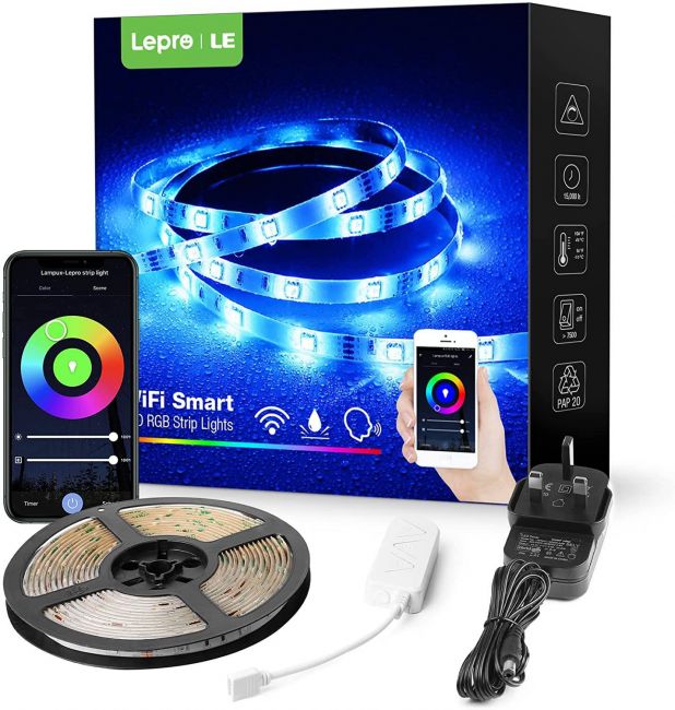 Lepro Smart RGB LED Strip Light 5M,10M 150/300 LEDs, Work with Alexa and Google Assistant, Music Sync Mode, Smart Life App Control, Colour Changing LED Lights with Remote for Bedroom Party