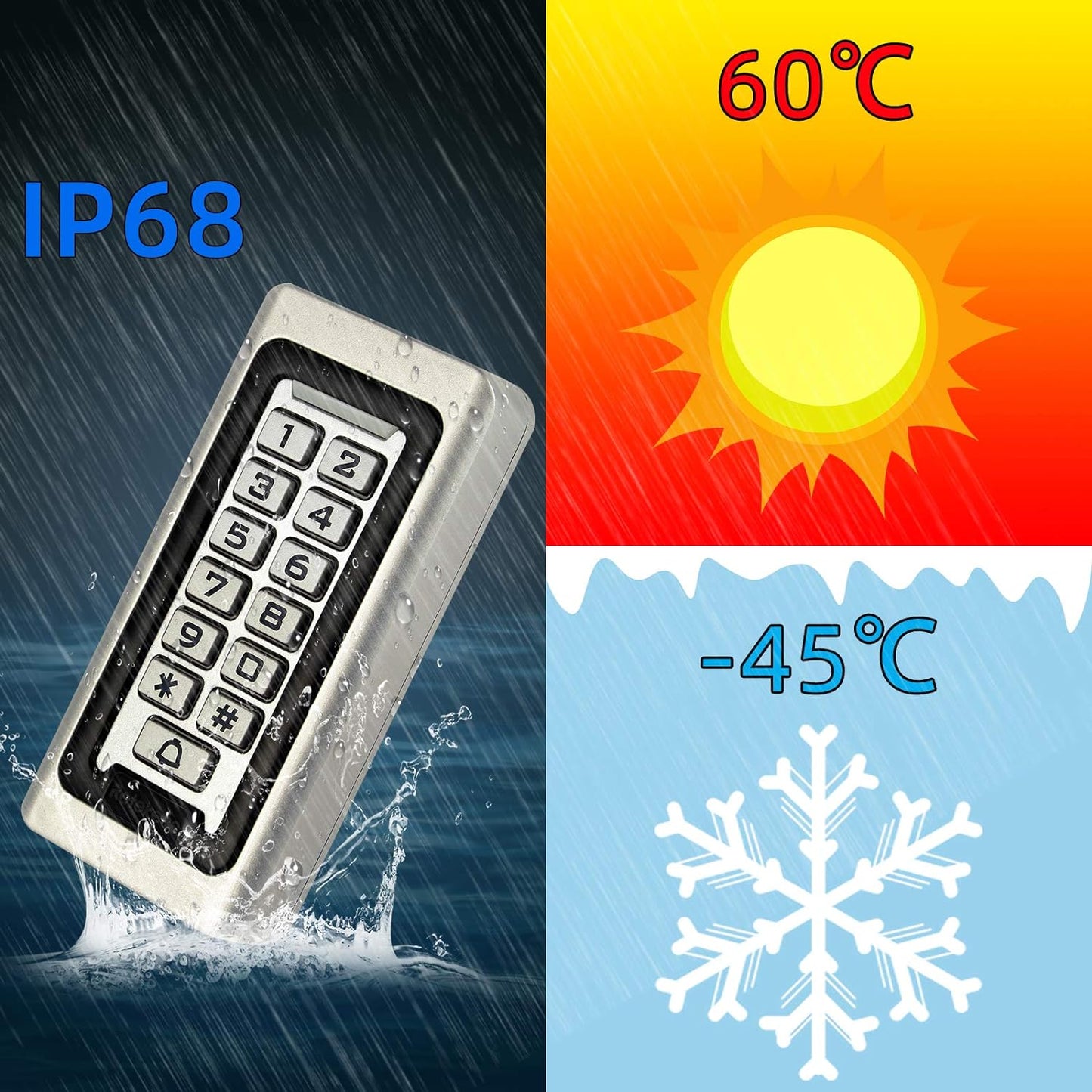 لوحة مفاتيح ريتكيس T-AC03 للتحكم في الوصول الأمني، لوحة مفاتيح RFID، التحكم في الوصول إلى الباب، لوحة مفاتيح مستقلة، 2000 مستخدم، Wiegand 26 بت، تدعم بطاقة RFID القريبة
