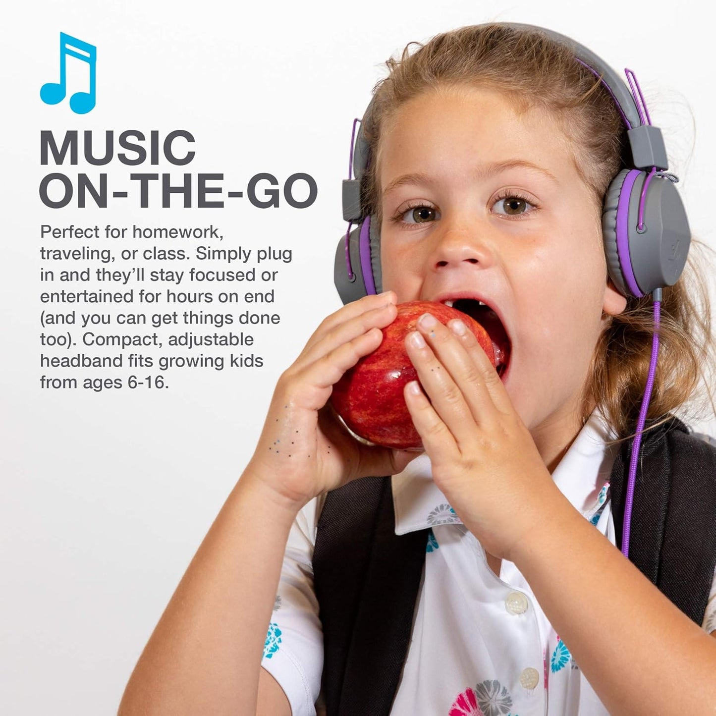 JLab JBuddies Studio On-Ear Kids Wired Headphones, Toddler Headphones, Kid Safe, Studio Volume Safe, Volume Limiter, Folding, Adjustable, Noise Isolation, with Mic