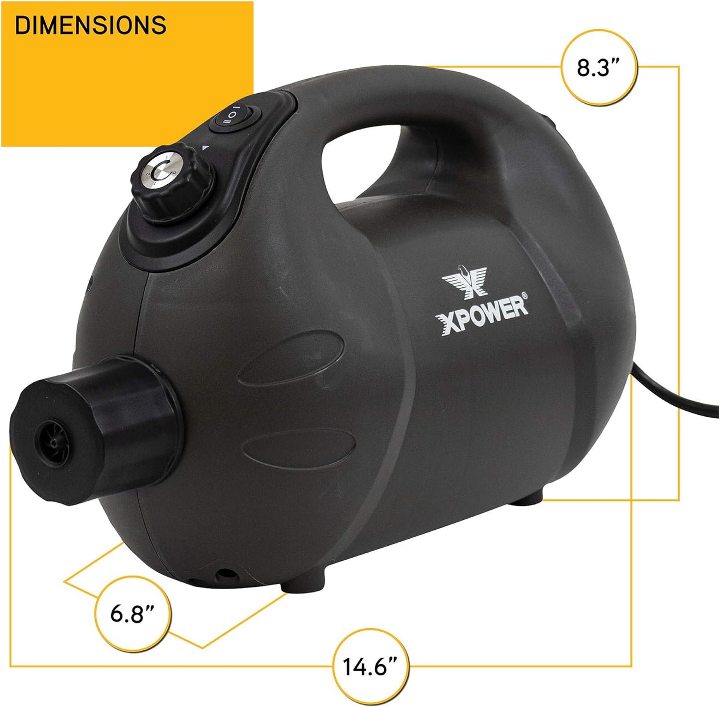 XPOWER F-16 ULV Cold Fogger, Mist Blower, and Sprayer for Cleaning, Disinfecting, Pest Control, Odor Elimination, and Mold Removal, 30+ Ft. Spray Distance, 1.6 L Tank Capacity, 2 Speeds