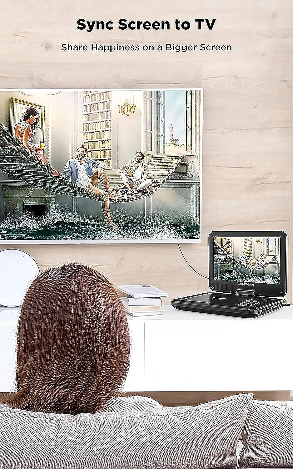 DBPOWER 12.5" Portable DVD Player with 10.5" Swivel Screen Car Built-in 5 Hours Rechargeable Battery, Supports All-Region, Earphone/SD Card/USB/AV-in/AV-out, Direct Play in Formats AVI/RMVB/MP3/JPEG