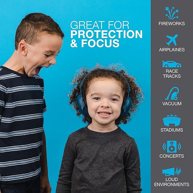 JLab JBuddies Protect Kids Ear Defenders - 23dB NRR Adjustable Ear Protectors for Children, Toddler, Boys & Girls - Hearing Protection Headphones - Foldable Children's Ear Defenders, Lilac