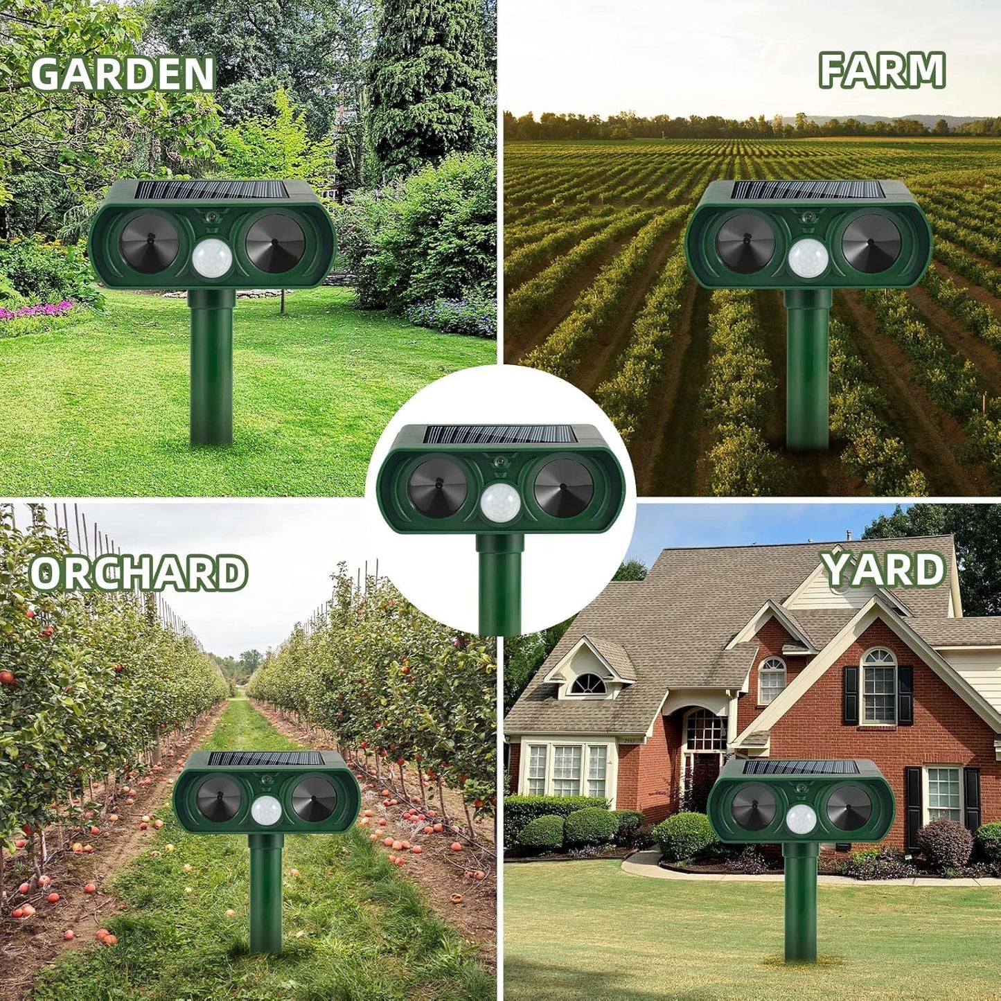 Solar Ultrasonic Animal Repellent, Cat Repellent Outdoor, Deer Repellent Devices with Motion Detection Waterproof Animal Repeller, Keep Raccoon, Skunk, Rabbit Dog Out of Yard Lawn Garden