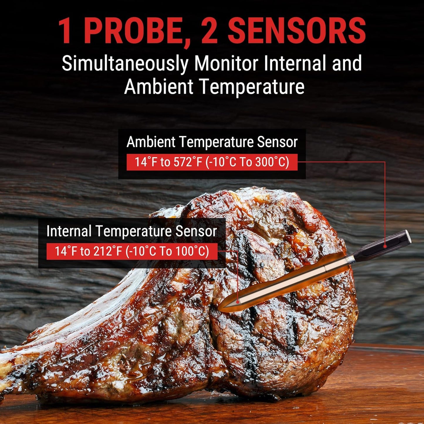 TempSpike 500FT Truly Wireless Meat Thermometer, Bluetooth Meat Thermometer for Grilling and Smoking, Meat Thermometer Wireless for BBQ Oven Smoker Rotisserie Sous Vide