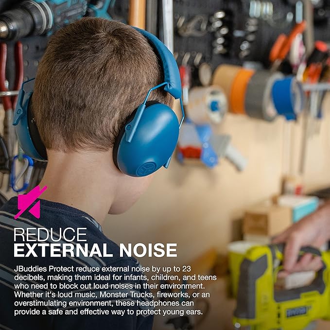 JLab JBuddies Protect Kids Ear Defenders - 23dB NRR Adjustable Ear Protectors for Children, Toddler, Boys & Girls - Hearing Protection Headphones - Foldable Children's Ear Defenders, Lilac