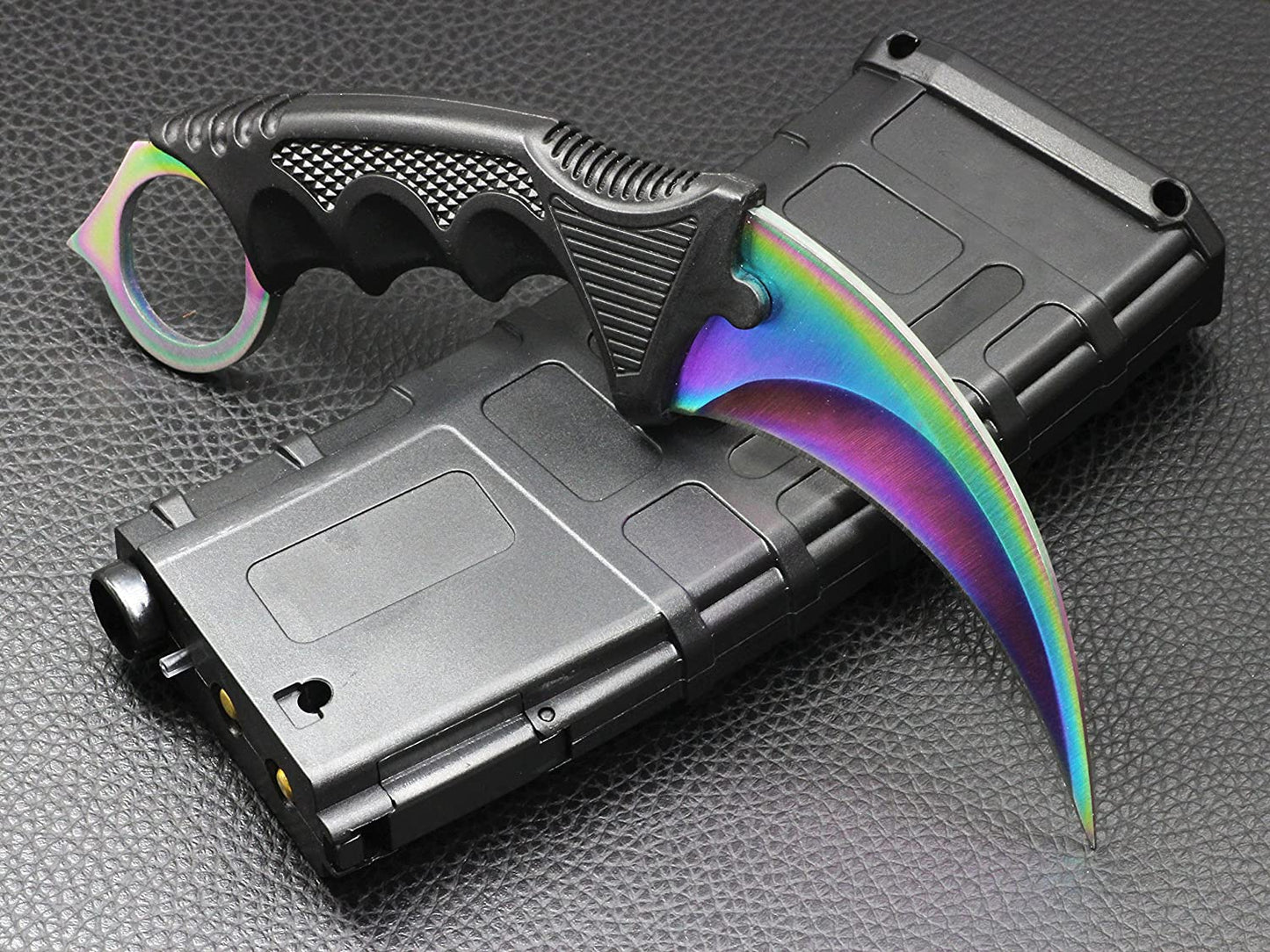 HOSANA Karambit Knife Stainless Steel Fixed Blade Tactical Knife with Sheath and Cord Nice Knife for Hunting Camping Fishing and Field Survival (Rainbow)