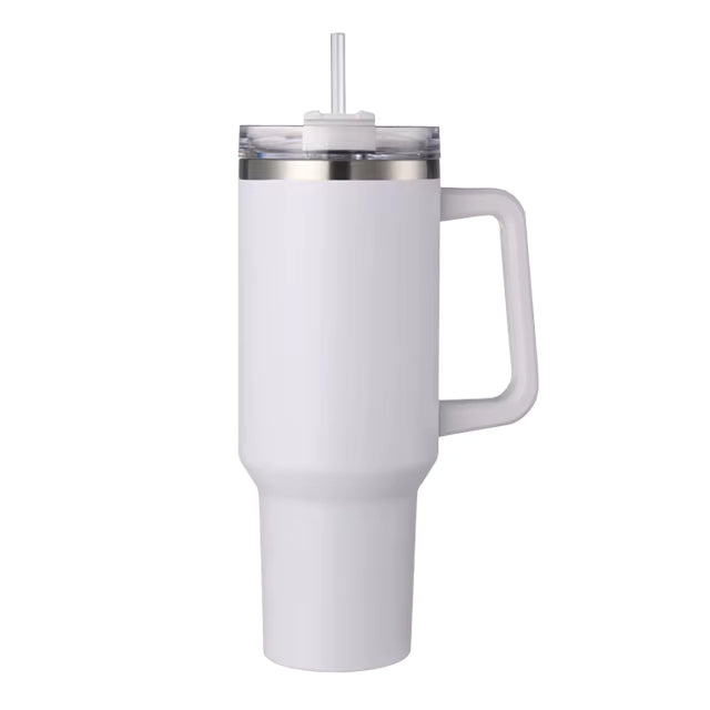 Tumbler with Handle and Straw Lid| Insulated Cup Reusable Stainless Steel Travel Mug Cup Holder Friendly | Gifts-Women,Men| Iced Coffee Hot and Cold Tea 1200ml