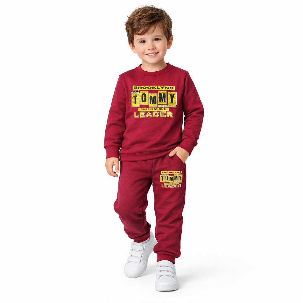 Minime Kids Printed Fleece Tracksuit Sweatshirt & Sweatpants for Boys & Girls Soft & Cozy Fleece Suit for Kids – Children’s Warm Fleece Co-Ord Set Stylish Sweatshirt + Pajama Suit