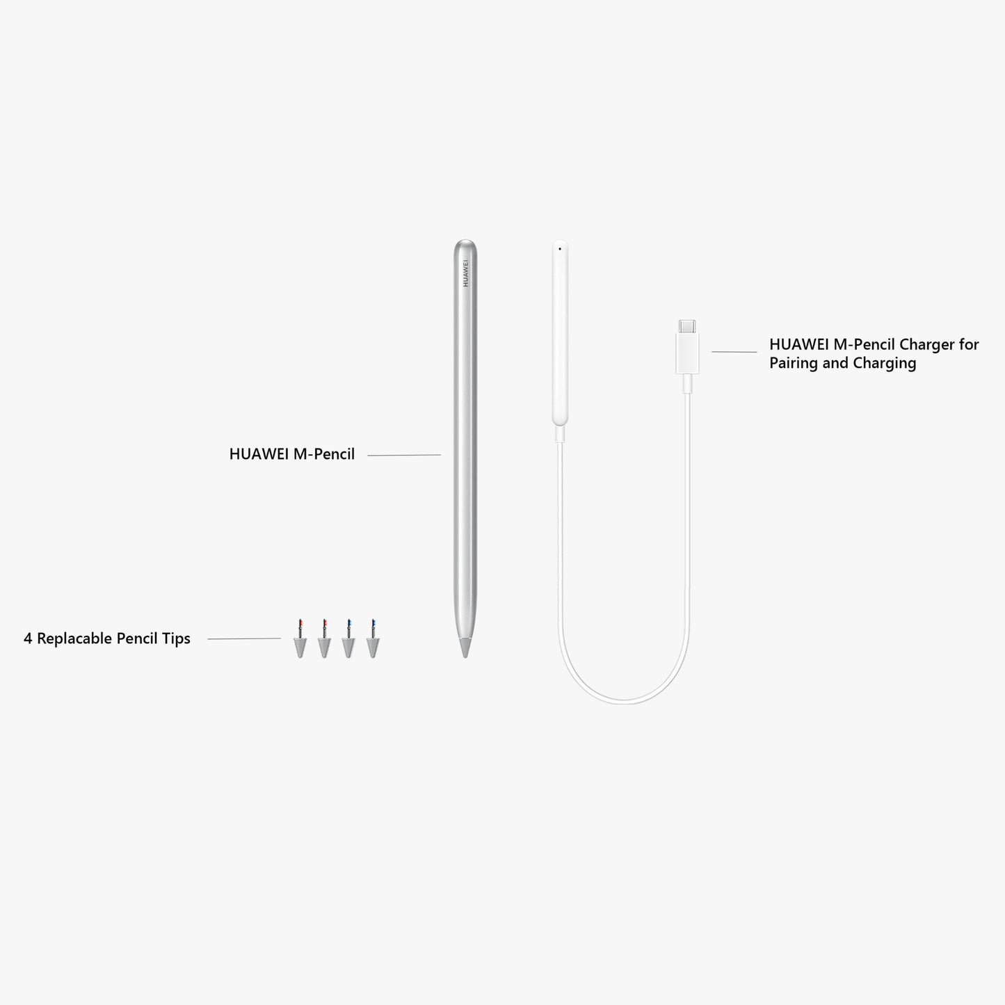 HUAWEI M-Pencil Stylus Pen, 2nd Generation Capacitive Pen, 4096 Grade Pressure Sensitivity, Inclination Sensing, Anti-Fingerprint, Low Latency, Double Tap to Switch between, Magnetic Charging, Compatible MatePad 11, MatePad Pro 10.8 / 12.6