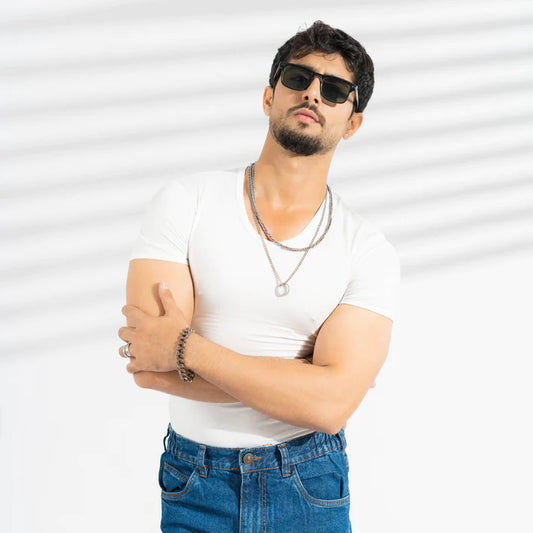 سترة Nouvelle Mariee للرجال برقبة دائرية (Banyan) وأكمام نصفية - سترة قطنية أصلية ملائمة للجسم - ملابس داخلية - قميص طويل الذيل صنع في كوريا