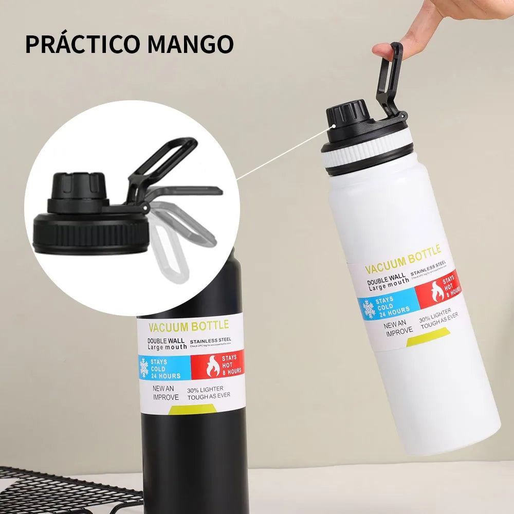 800ml Stainless Steel Leak-Proof Thermal Water Bottle with Infuser and Handle for Hot or Cold Water, Ideal for Gym, Training, and Walking