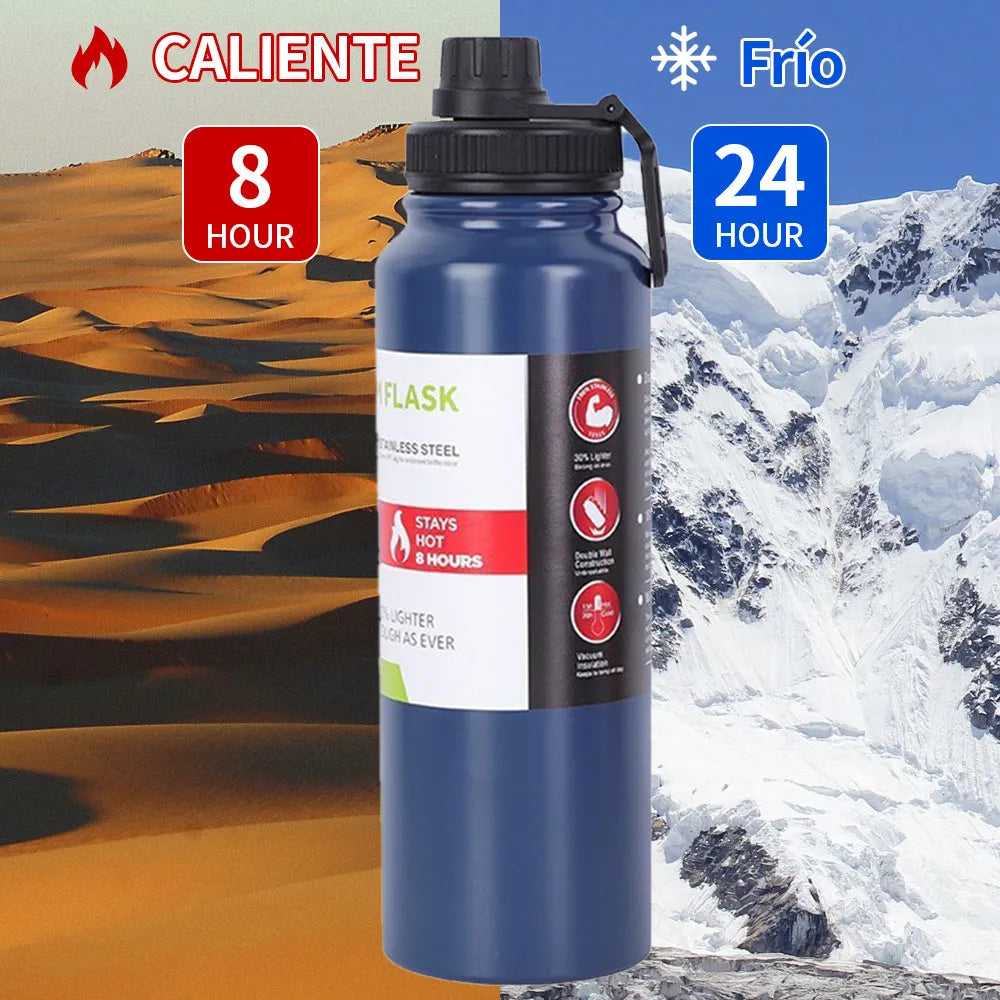 800ml Stainless Steel Leak-Proof Thermal Water Bottle with Infuser and Handle for Hot or Cold Water, Ideal for Gym, Training, and Walking